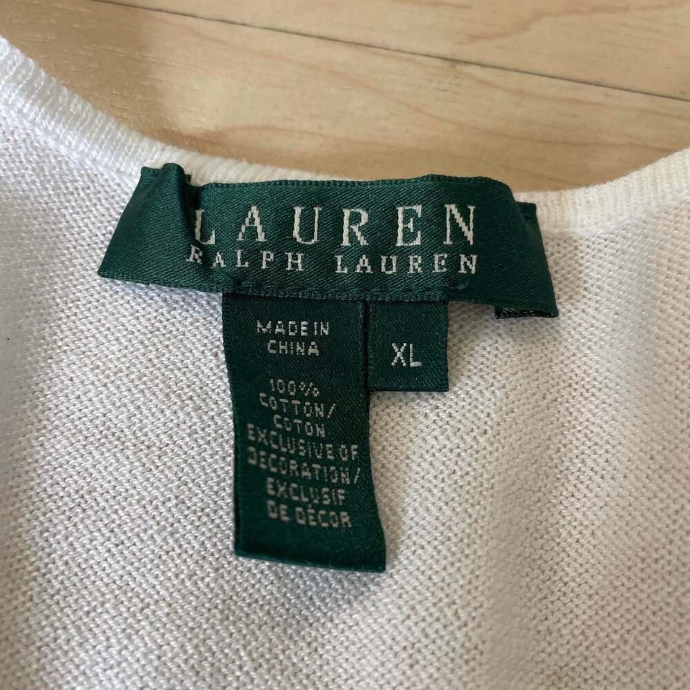 Lauren Ralph Lauren Gold Trim Ruffle Knit Top - Picture 3 of 6